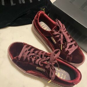 Fenty Puma maroon velvet creepers. Size 9